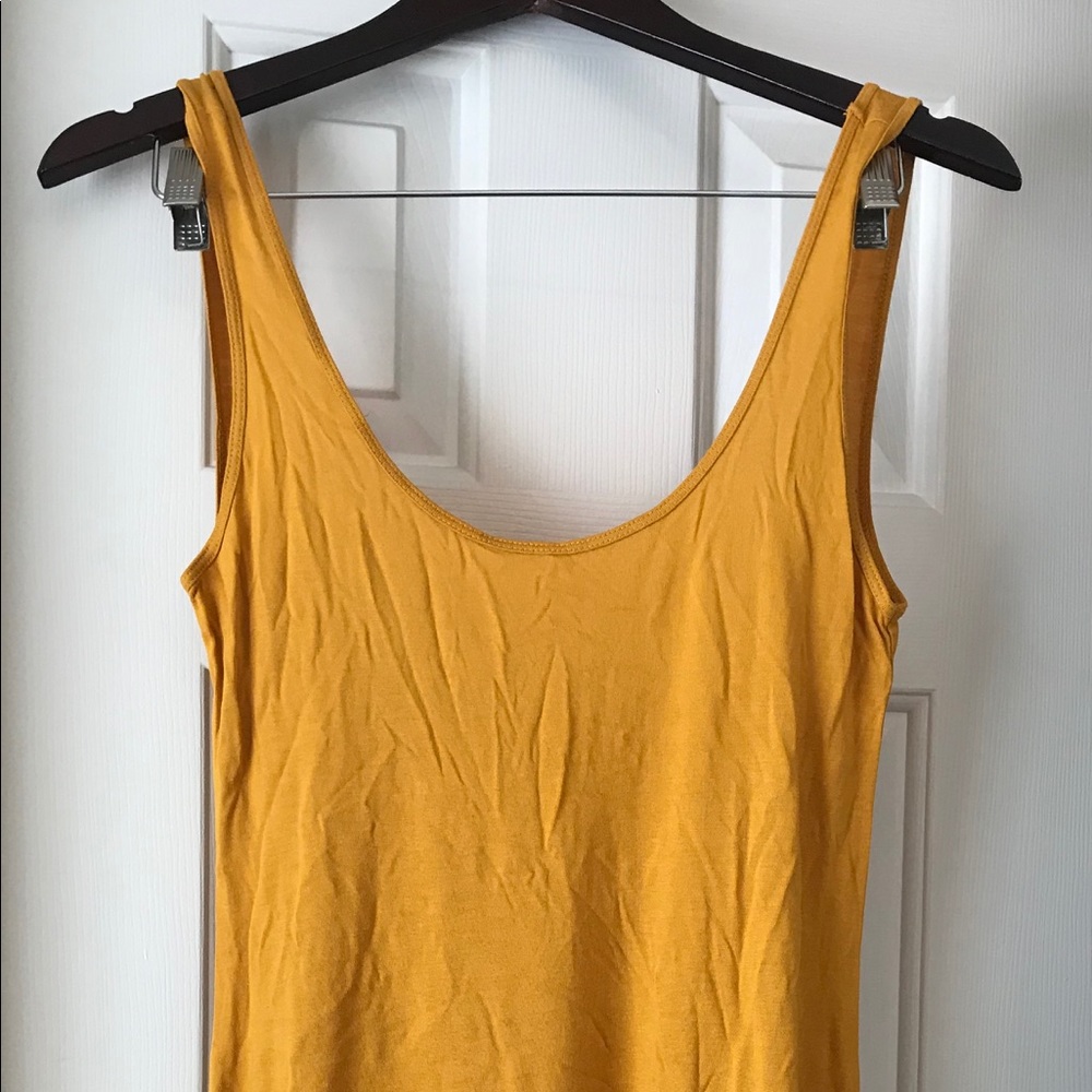 Mustard yellow low back dress